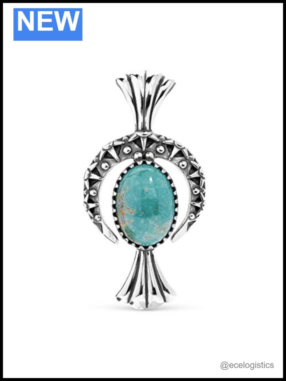Sterling Silver Pendant Enhancer Green Turquoise Squash Blossom